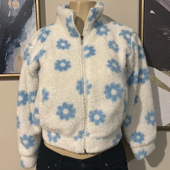 RSQ Girls Floral Print Sherpa Jacket size M - Picture 5 of 8